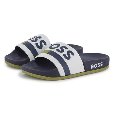 BOSS Sandalia o chancla para niño y adolescente bicolor azul y blanco
